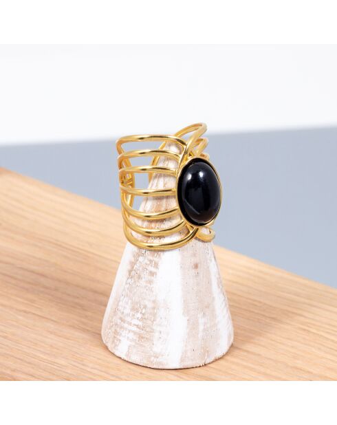 Bague ajustable Olma doré/rouge