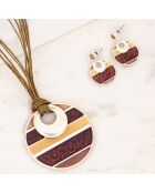 Parure Collier & Boucles d'oreilles Arabesque argenté/marron