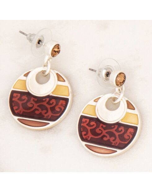 Parure Collier & Boucles d'oreilles Arabesque argenté/marron