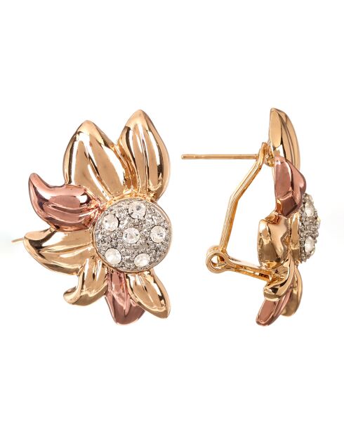 Sunower zilver/goud/roze oorbellen