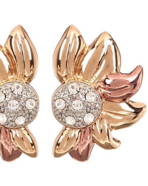 Sunower zilver/goud/roze oorbellen