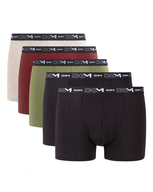 5 Boxers Coton Stretch multicolores