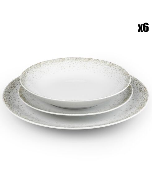 Byblos Porzellanservice, Weiß/Beige, 18-teilig