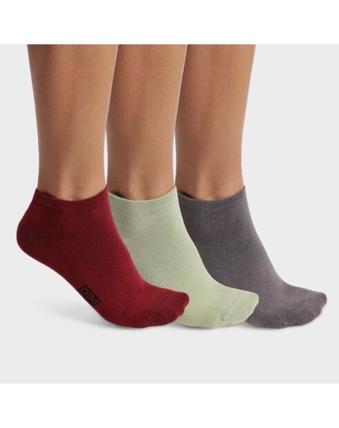 3 Paires de chaussettes Coton gris/rouge/vert