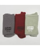 3 Paires de chaussettes Coton gris/rouge/vert