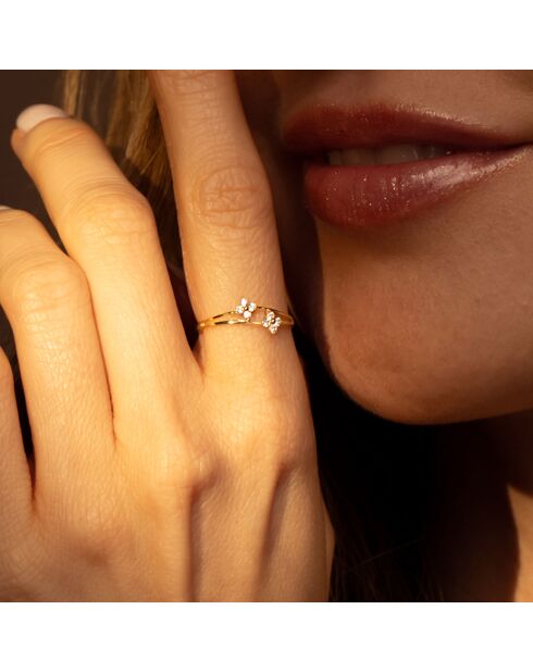 Bague Rencontre florale or jaune