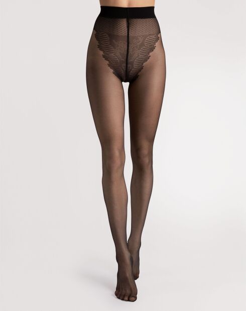 2 Collants Klara à motifs 20 deniers noirs