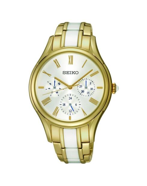 Montre Quartz Homme en Acier doré/blanc