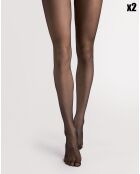 2 Collants Klara à motifs 20 deniers noirs