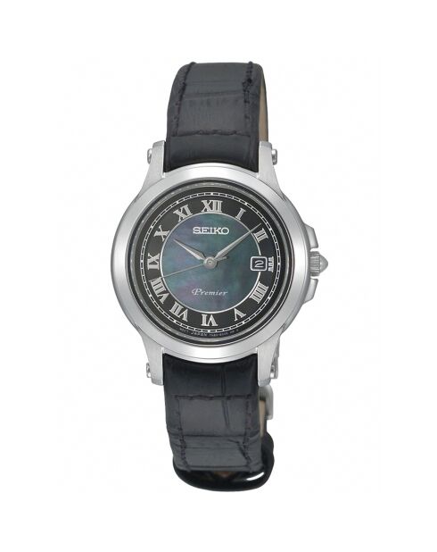 Montre Quartz Femme en Cuir noire