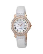 Montre Quartz Femme en Cuir blanche