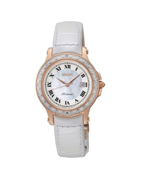 Montre Quartz Femme en Cuir blanche