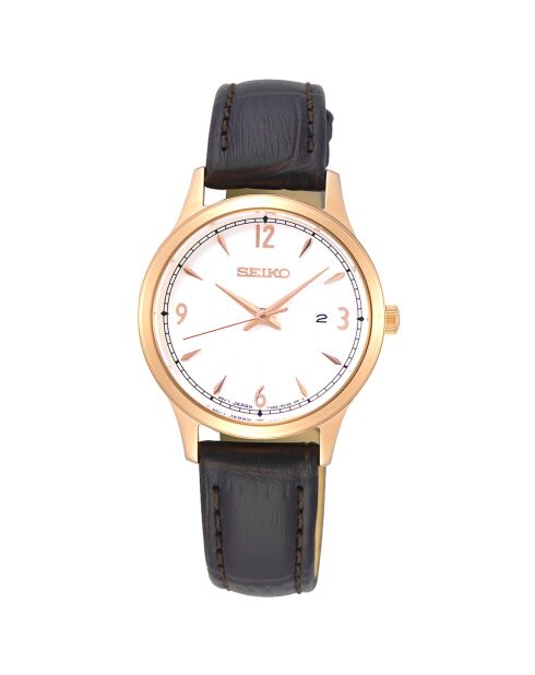 Montre Quartz Femme en Cuir marron
