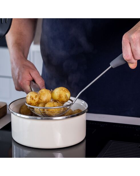 Ecumoire à poignée souple gris