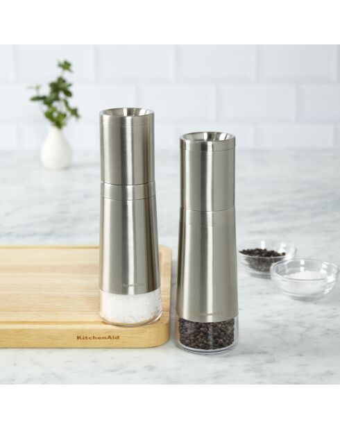 2 Moulins Sels & Poivre argentés