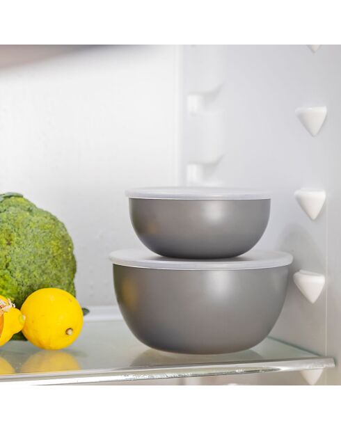 4 Bols de préparation avec couvercle gris
