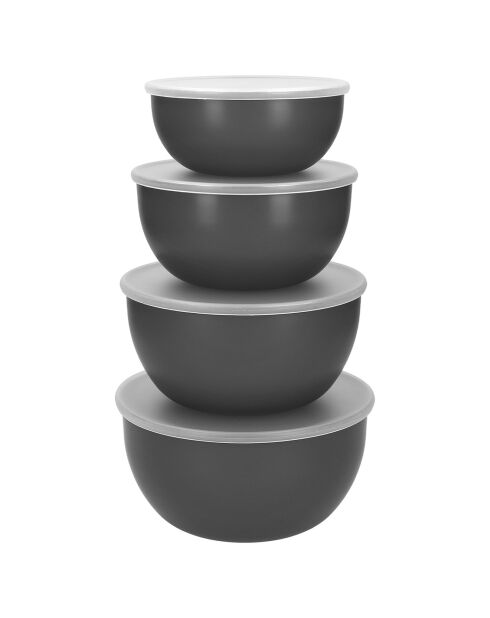 4 Bols de préparation avec couvercle gris