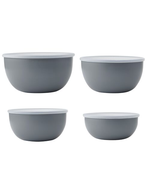 4 Bols de préparation avec couvercle gris