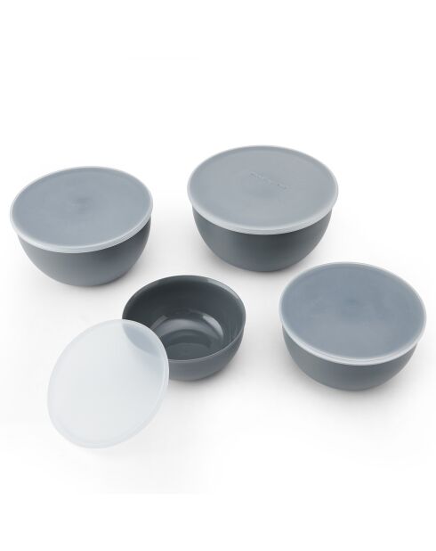 4 Bols de préparation avec couvercle gris