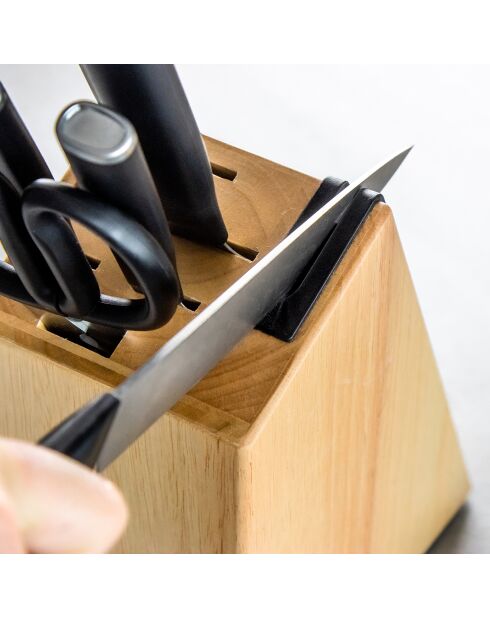 6 Couteaux de Cuisine Acier Japonais avec Aiguiseur bois