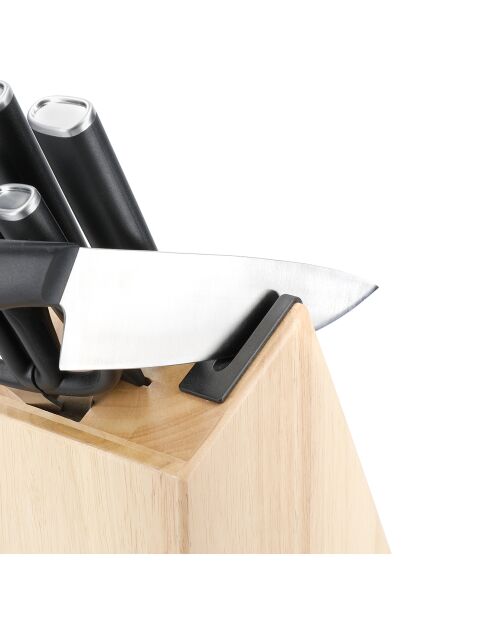 6 Couteaux de Cuisine Acier Japonais avec Aiguiseur bois