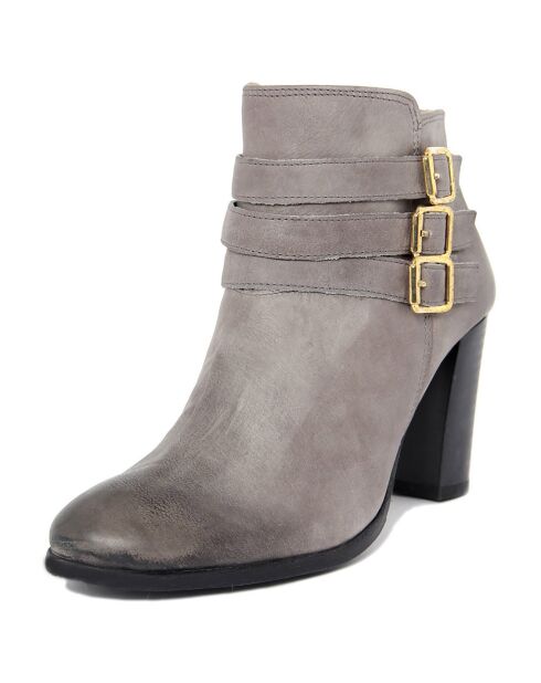 Bottines en Cuir Juliette grises - Talon 8 cm