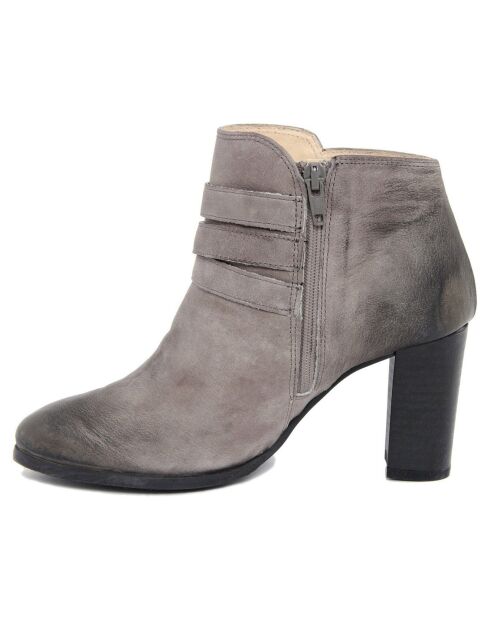 Bottines en Cuir Juliette grises - Talon 8 cm