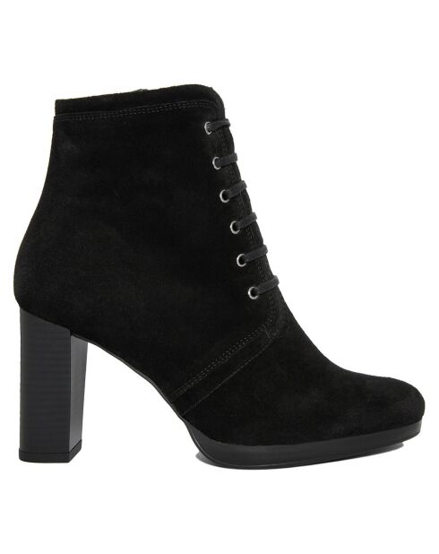 Bottines en Velour de Cuir Louna noires - Talon 8.5 cm