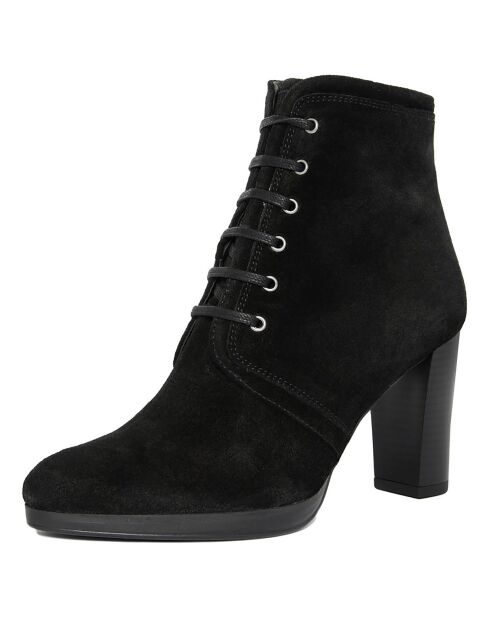 Bottines en Velour de Cuir Louna noires - Talon 8.5 cm