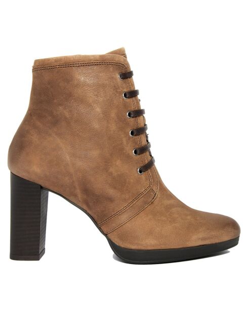 Bottines en Cuir Mya marron - Talon 8.5 cm