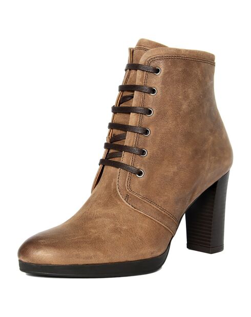 Bottines en Cuir Mya marron - Talon 8.5 cm