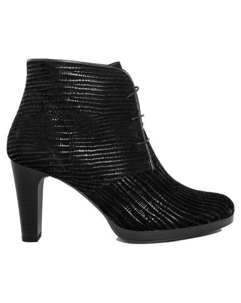 Bottines en Velour de Cuir Alba noires - Talon 8.5 cm