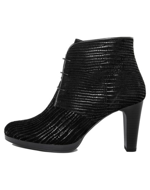 Bottines en Velour de Cuir Alba noires - Talon 8.5 cm