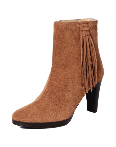 Bottines en Velour de Cuir Anna marron - Talon 6 cm