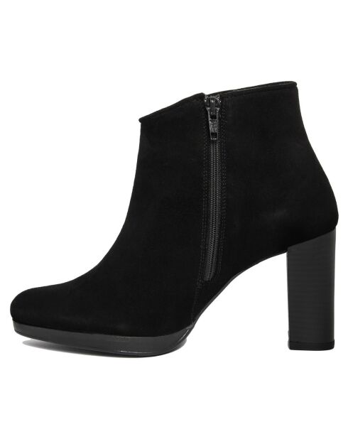 Bottines en Velour de Cuir Jade noires - Talon 8.5 cm