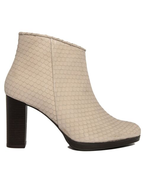 Bottines en Cuir Jade blanches - Talon 8.5 cm