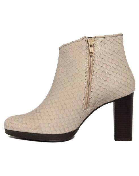 Bottines en Cuir Jade blanches - Talon 8.5 cm