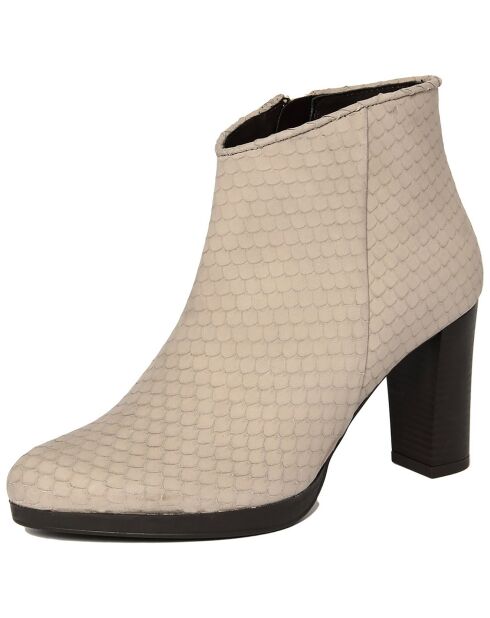 Bottines en Cuir Jade blanches - Talon 8.5 cm