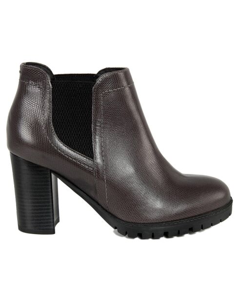 Bottines en Cuir Lou marron - Talon 8 cm