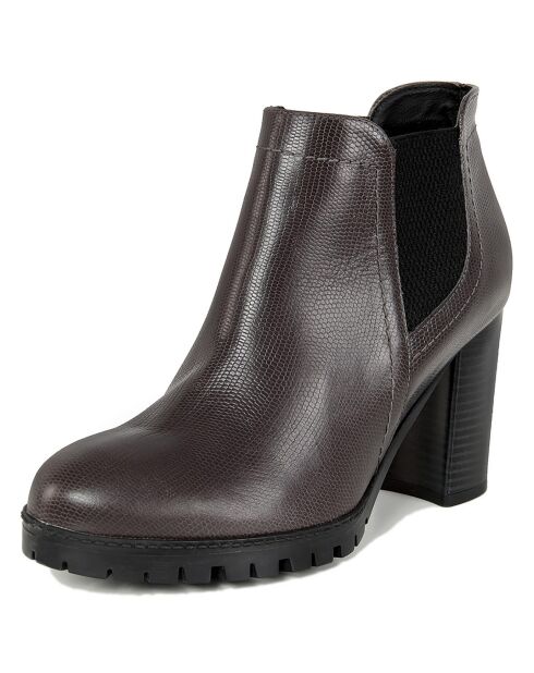 Bottines en Cuir Lou marron - Talon 8 cm