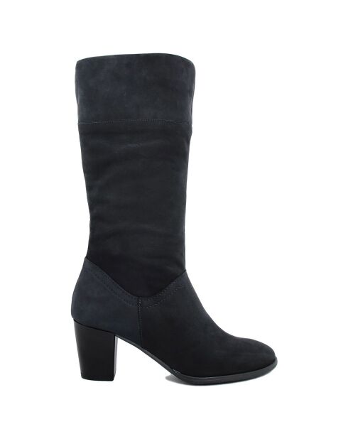 Bottes en Velour de Cuir Emma bleues - Talon 6 cm