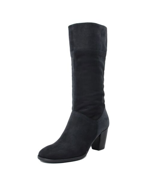 Bottes en Velour de Cuir Emma bleues - Talon 6 cm