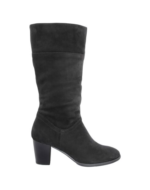 Bottes en Velour de Cuir Emma noires - Talon 6 cm