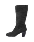 Bottes en Velour de Cuir Emma noires - Talon 6 cm