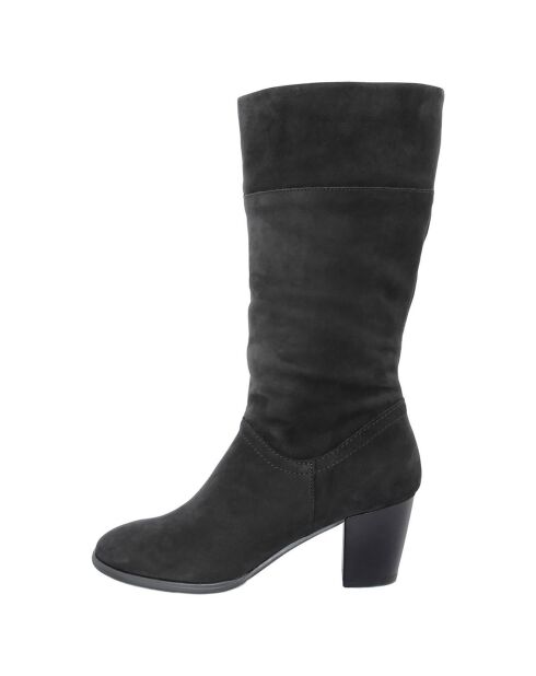 Bottes en Velour de Cuir Emma noires - Talon 6 cm