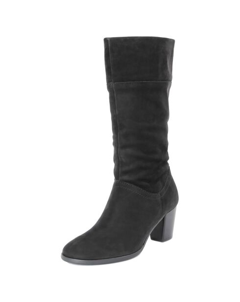 Bottes en Velour de Cuir Emma noires - Talon 6 cm