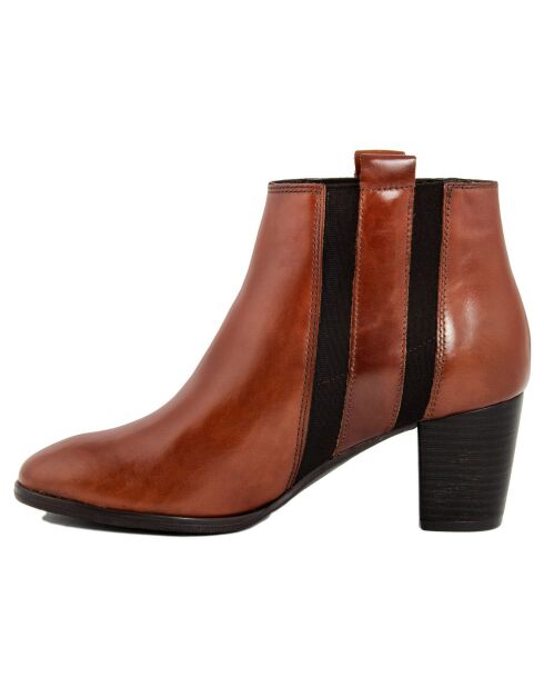 Bottines en Cuir Capucine marron - Talon 6 cm