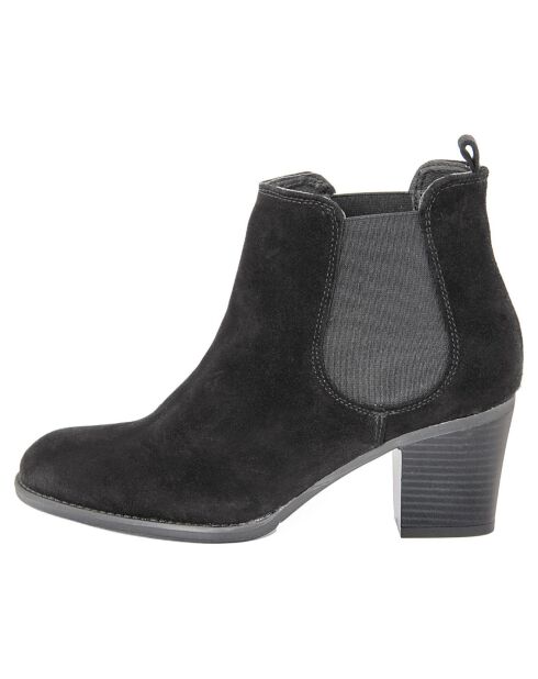 Bottines en Velour de Cuir Théa noires - Talon 6 cm