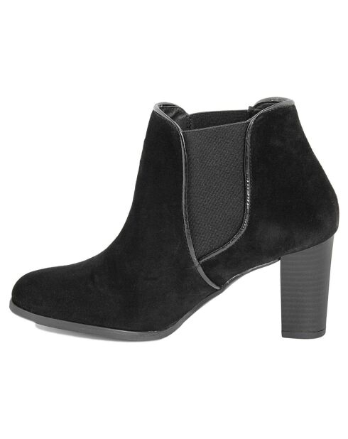 Bottines en Velour de Cuir Esmee noires - Talon 7 cm