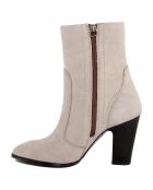 Bottines en Velour de Cuir Livia beiges - Talon 9 cm